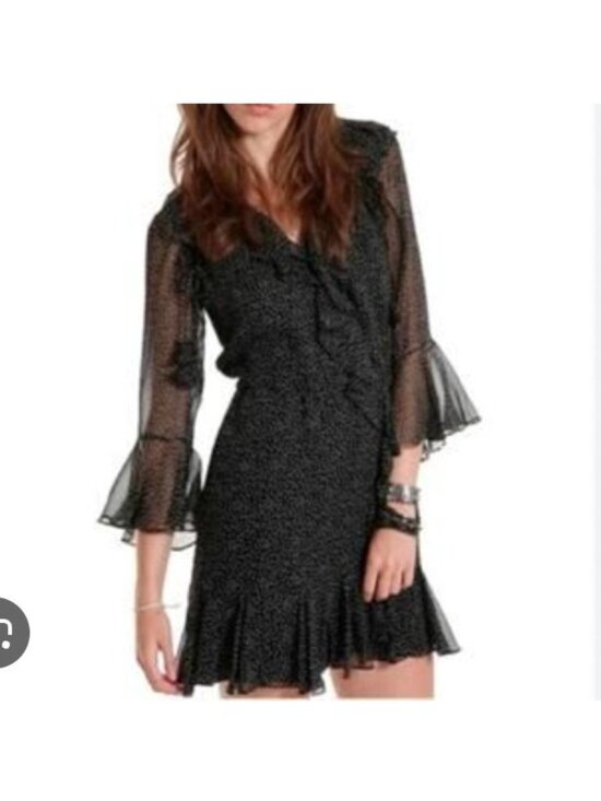 3.1 Phillip Lim Dresses & Skirts - 3.1 Phillip Lim Dress Womens 4 Black Floral Ruffle Chiffon Mini Bell Sleeve